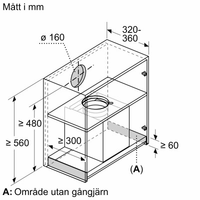 Siemens - LJ85BCC60 - iQ300, Skåpsintegrerad köksfläkt, 80 cm, Klarglas, Mattsvart