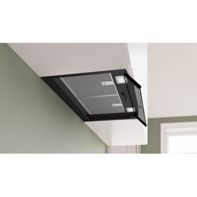 Bosch - DBB65CC60 - Serie 4, Skåpsintegrerad köksfläkt, 60 cm, Klarglas, Mattsvart