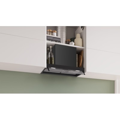 Bosch - DBB65CC60 - Serie 4, Skåpsintegrerad köksfläkt, 60 cm, Klarglas, Mattsvart