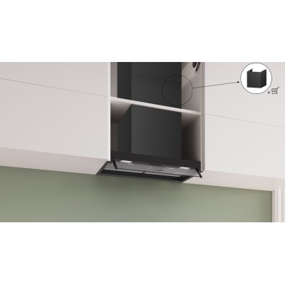 Bosch - DBB65CC60 - Serie 4, Skåpsintegrerad köksfläkt, 60 cm, Klarglas, Mattsvart