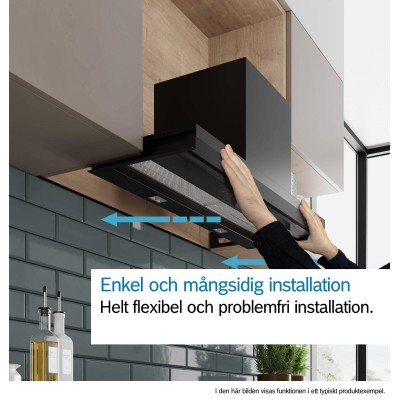 Bosch - DBB65CC60 - Serie 4, Skåpsintegrerad köksfläkt, 60 cm, Klarglas, Mattsvart