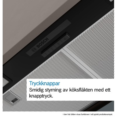 Bosch - DBB65CC60 - Serie 4, Skåpsintegrerad köksfläkt, 60 cm, Klarglas, Mattsvart