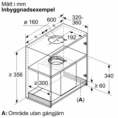 Bosch - DBB65CC60 - Serie 4, Skåpsintegrerad köksfläkt, 60 cm, Klarglas, Mattsvart