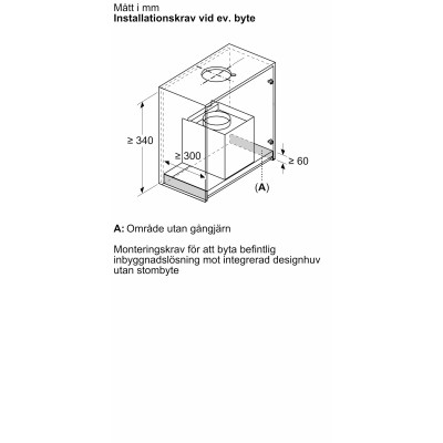 Bosch - DBB65CC60 - Serie 4, Skåpsintegrerad köksfläkt, 60 cm, Klarglas, Mattsvart