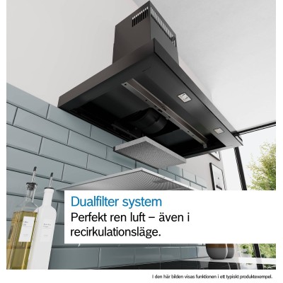 Bosch - DWB95CC60 - Serie 4, Vägghängd köksfläkt, 90 cm, Mattsvart