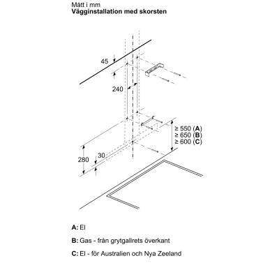 Bosch - DWB95CC60 - Serie 4, Vägghängd köksfläkt, 90 cm, Mattsvart