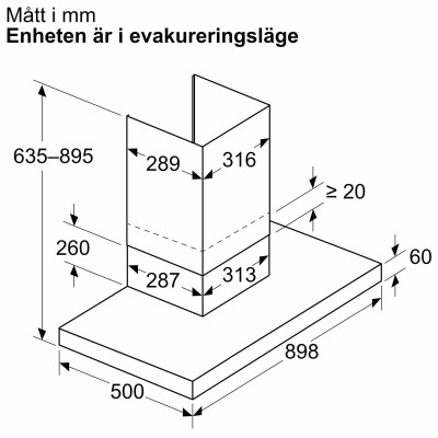 Bosch - DWB95CC60 - Serie 4, Vägghängd köksfläkt, 90 cm, Mattsvart