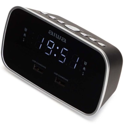 Klockradio Två alarm USB ladd-uttag Svart
