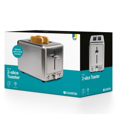 Champion - Brödrost 2 skivor 925W BR220 Rostfri - CHBR220