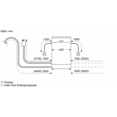 Bosch - SPT4EMX17E - Serie 4, Integrerad diskmaskin, 45 cm, Variohinge - för justerbar lucka