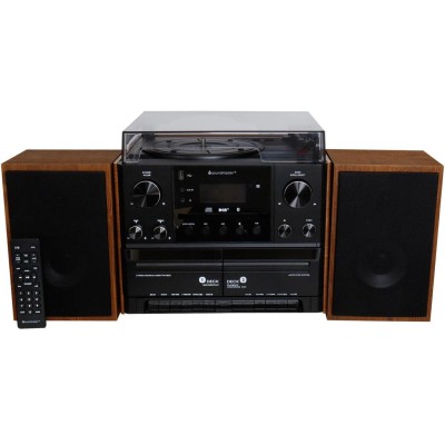 Musik-anläggning Vinyl Radio CD Dubbel-kassett Bluetooth Högtalare MCD5600BR Trä