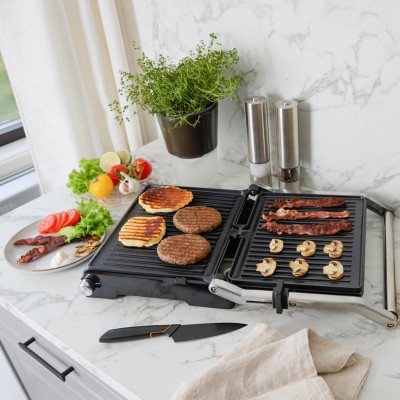 Champion - Paninigrill Pro Health 2in1 med Bordsgrill 2000W PG600 Rostfri - A13447