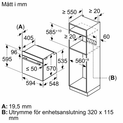 Siemens - HR272GES3 - iQ300, Inbyggnadsugn med ångfunktion, 60 x 60 cm, Rostfritt stål