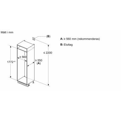 Siemens - KI86V5SE1 - iQ100, Integrerad kyl/frys, 177.2 x 54.1 cm, Glidskenor
