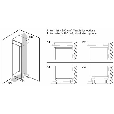 Siemens - KI86V5SE1 - iQ100, Integrerad kyl/frys, 177.2 x 54.1 cm, Glidskenor