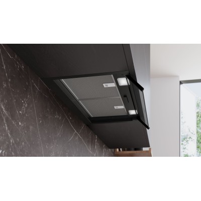 Siemens - LJ65BCC60 - iQ300, Skåpsintegrerad köksfläkt, 60 cm, Klarglas, Mattsvart