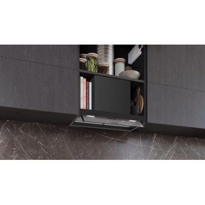 Siemens - LJ65BCC60 - iQ300, Skåpsintegrerad köksfläkt, 60 cm, Klarglas, Mattsvart