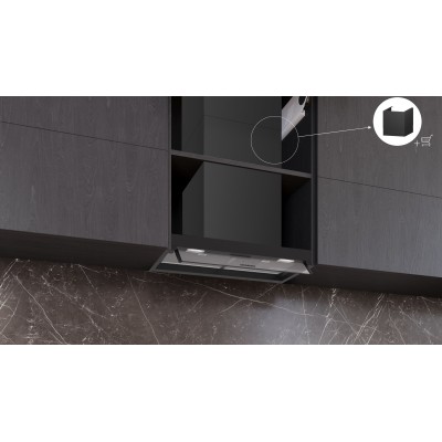 Siemens - LJ65BCC60 - iQ300, Skåpsintegrerad köksfläkt, 60 cm, Klarglas, Mattsvart