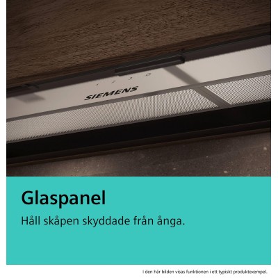 Siemens - LJ65BCC60 - iQ300, Skåpsintegrerad köksfläkt, 60 cm, Klarglas, Mattsvart