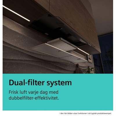 Siemens - LJ65BCC60 - iQ300, Skåpsintegrerad köksfläkt, 60 cm, Klarglas, Mattsvart