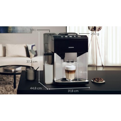 Siemens - TQ513R01 - Helautomatisk kaffemaskin, EQ500 integral, Dagsljus silver, Pianosvart