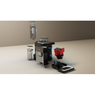 Siemens - TQ513R01 - Helautomatisk kaffemaskin, EQ500 integral, Dagsljus silver, Pianosvart