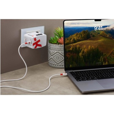 SKROSS - Världsreseladdare AC45PD USB-A+USB-C PD 45W Ojordad - A11979
