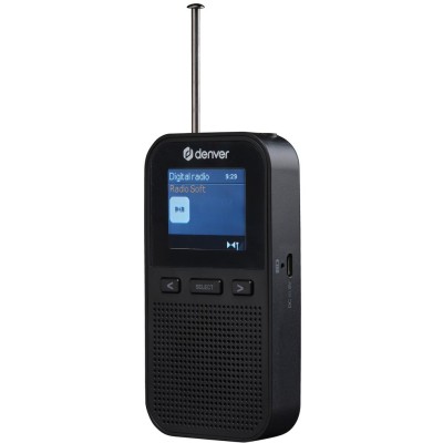 Denver - Radio FM DAB+ Fick-format Laddbart batteri DAH-126 Svart - DAH-126
