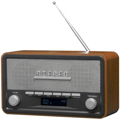 Radio FM DAB+ Klocka Bluetooth DAB-18 Trähölje