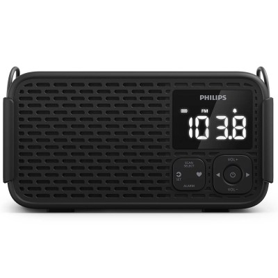 Vevradio IP55 Solcell Batteri Nödlarm Svart