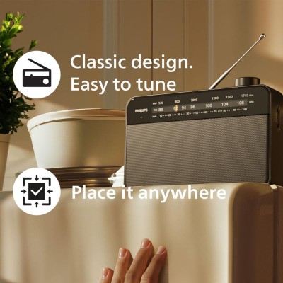 Radio FM MW TAR2509 Svart