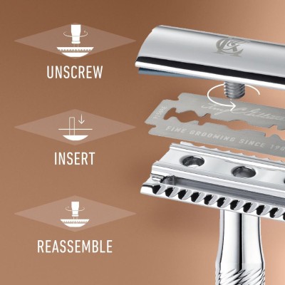 King C. Gillette - Dubbeleggad Säkerhetshyvel + 5st rakblad - A14580