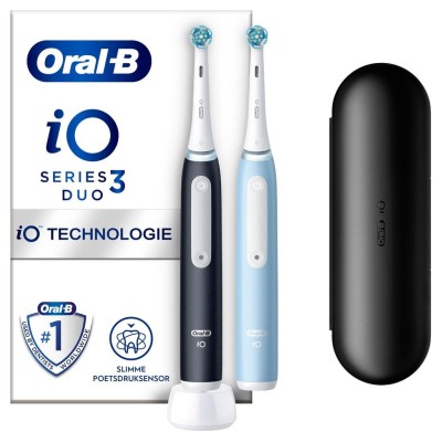 Oral B - Eltandborste iO3 Duo Matt Black / Ice Blue - A11301