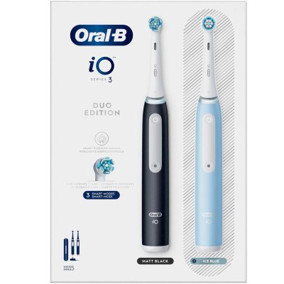 Oral B - Eltandborste iO3 Duo Matt Black / Ice Blue - A11301